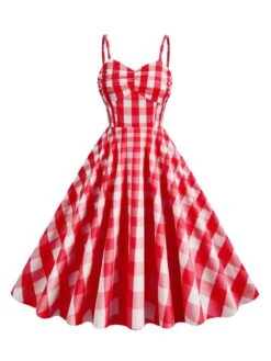 1950s Plaid Strap Swing Dress 14 1950s Plaid Strap Swing Dress -Candi Clothing Shop SCHL001478 R 1
