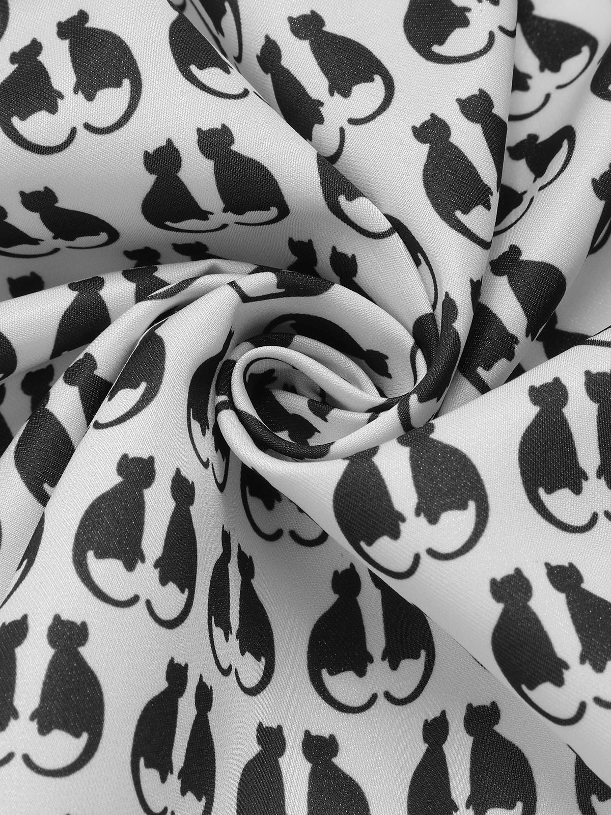 1950s Halloween Cat Print Velvet Bow Dress 7 1950s Halloween Cat Print Velvet Bow Dress - Image 7