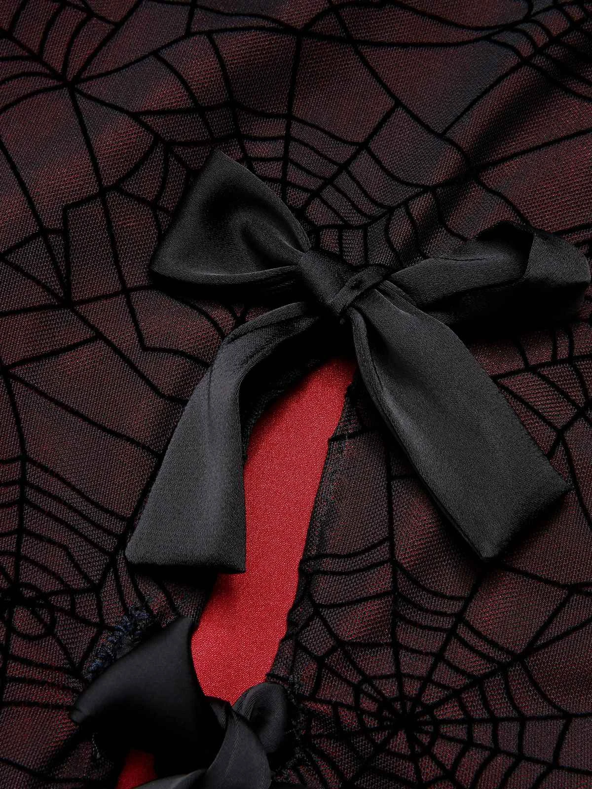 Deep Red 1960s Halloween Spider Web Dress 7 Deep Red 1960s Halloween Spider Web Dress - Image 7