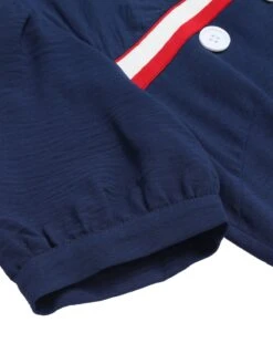 Dark Blue 1930s Square Neck Button Puff Dress -Candi Clothing Shop SCHL002068 5