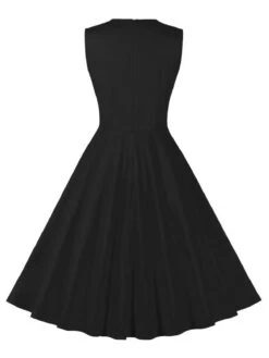 Red & Black 1950s Plaid V-Neck Dress 14 Red & Black 1950s Plaid V-Neck Dress -Candi Clothing Shop SCHL002106 B 5