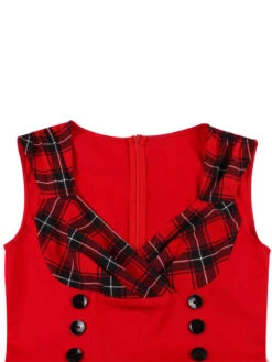 Red & Black 1950s Plaid V-Neck Dress 19 Red & Black 1950s Plaid V-Neck Dress -Candi Clothing Shop SCHL002106 R 7