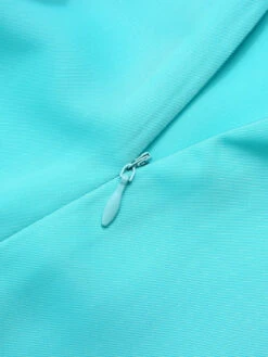 Turquoise 1930s Polka Dots Ruffles Dress -Candi Clothing Shop SCHL002186 4