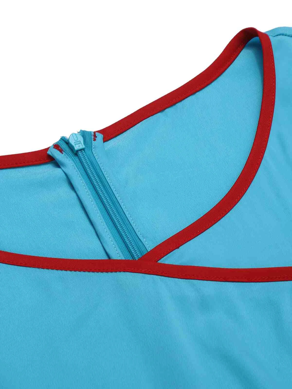 Royal Blue & Red 1960s Button Pencil Dress 5 Royal Blue & Red 1960s Button Pencil Dress - Image 5