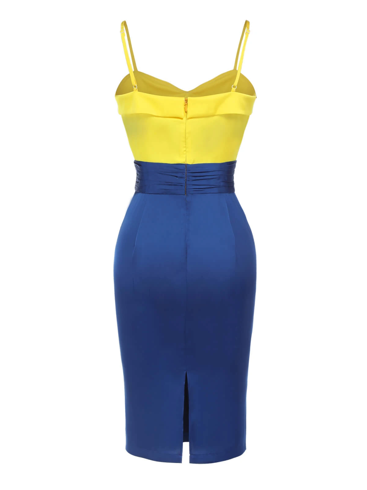 Yellow & Blue 1960s Bow Strap Pencil Dress 4 Yellow & Blue 1960s Bow Strap Pencil Dress - Image 4