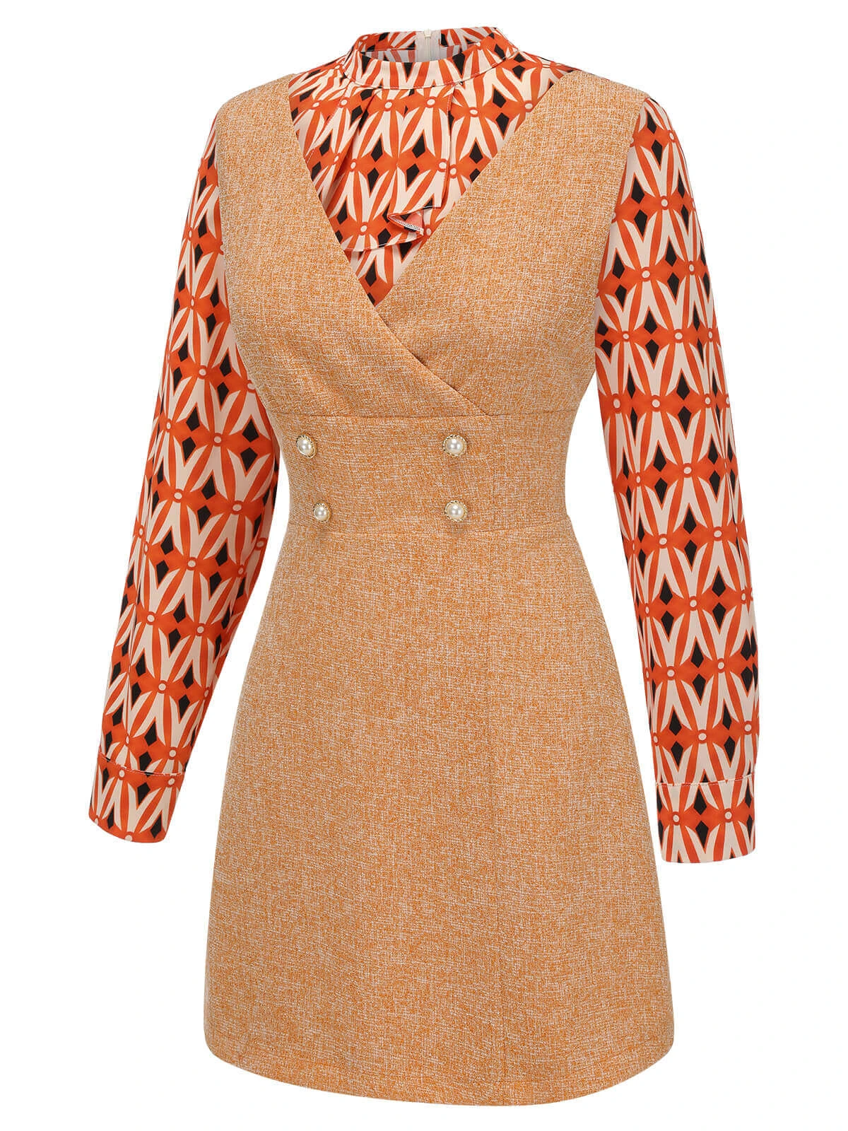 2PCS 1960s Orange Blouse & Tweed Mini Dress 4 2PCS 1960s Orange Blouse & Tweed Mini Dress - Image 4