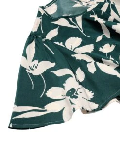 Green 1940s Floral Pleated Belt Dress 12 Green 1940s Floral Pleated Belt Dress -Candi Clothing Shop SCHL002326 5