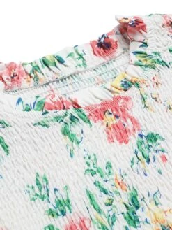 White 1940s Sleeveless Floral Ruffles Dress 11 White 1940s Sleeveless Floral Ruffles Dress -Candi Clothing Shop SCHL002330 4 compressed