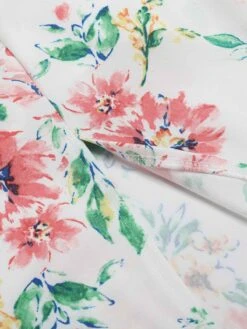 White 1940s Sleeveless Floral Ruffles Dress 13 White 1940s Sleeveless Floral Ruffles Dress -Candi Clothing Shop SCHL002330 6 compressed