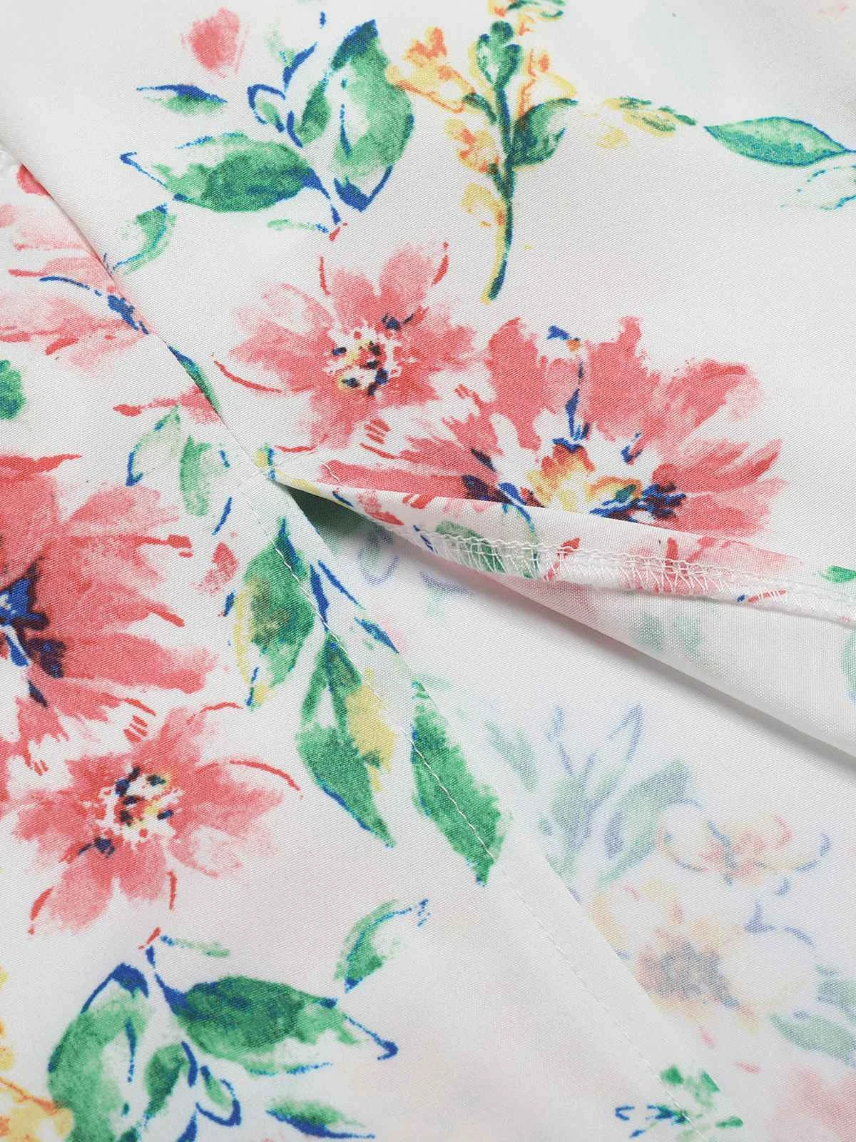 White 1940s Sleeveless Floral Ruffles Dress 7 White 1940s Sleeveless Floral Ruffles Dress - Image 7