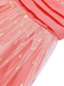 Coral Pink 1950s V-Neck Sequin Dress -Candi Clothing Shop SCHL002377 5