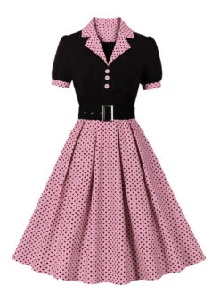 [Plus Size] 1950s Color Block Polka Dots Lapel Dress -Candi Clothing Shop SCHL002503 P 1 0c1a02c9 6a73 466b 99d1 11853e546e99