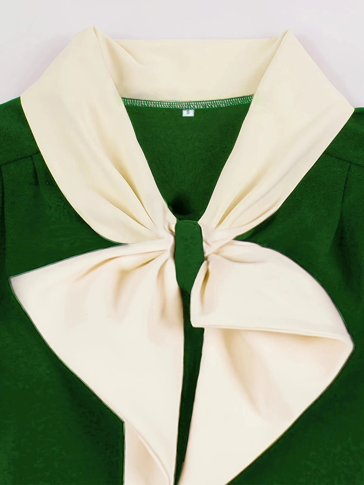 1940s Color Contrast Button Lapel Bow Dress 6 1940s Color Contrast Button Lapel Bow Dress - Image 6