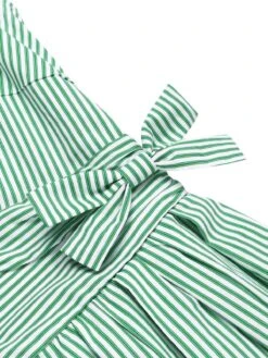 Mint Green 1950s Striped V-Neck Dress -Candi Clothing Shop SCHL002517 4