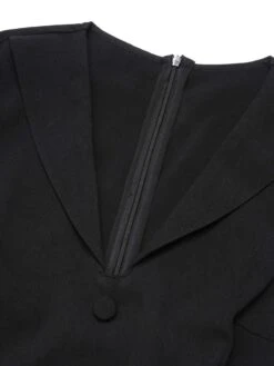 Black 1960s Leopard Plush V-Neck Pencil Dress 13 Black 1960s Leopard Plush V-Neck Pencil Dress -Candi Clothing Shop SCHL002576 4