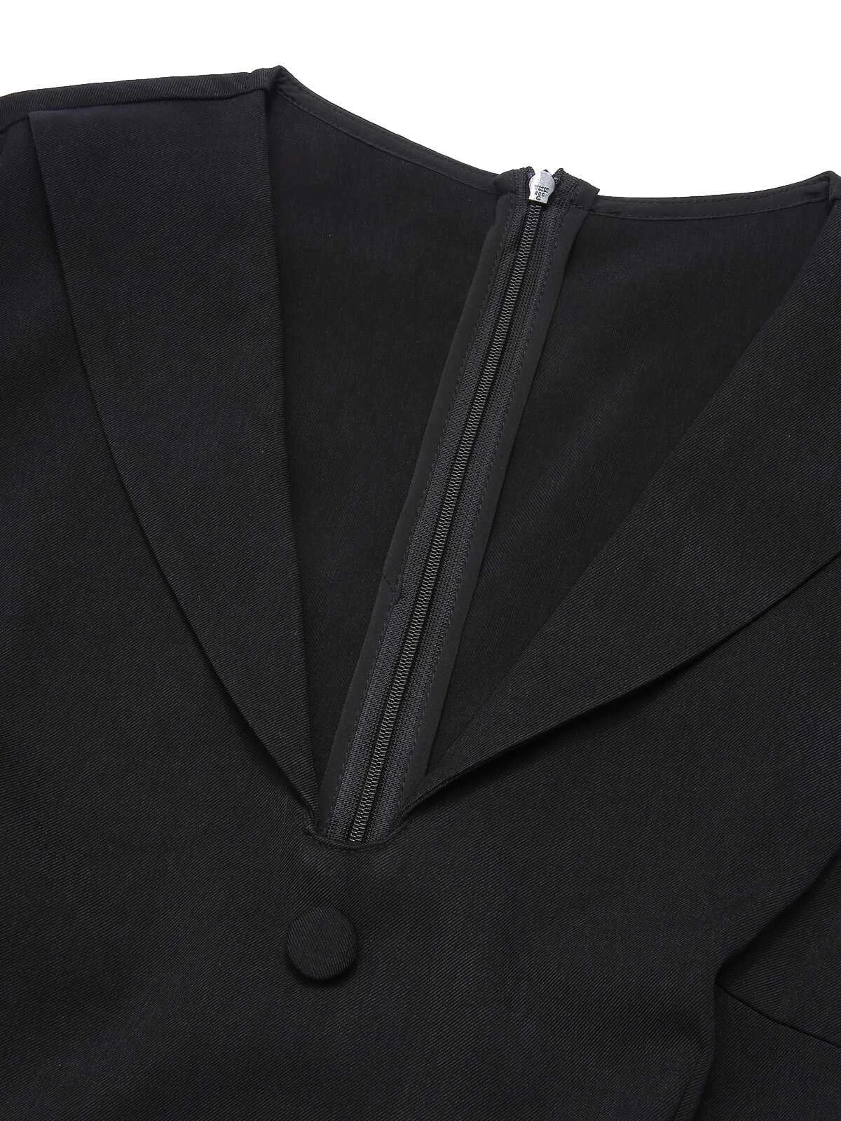 Black 1960s Leopard Plush V-Neck Pencil Dress 6 Black 1960s Leopard Plush V-Neck Pencil Dress - Image 6