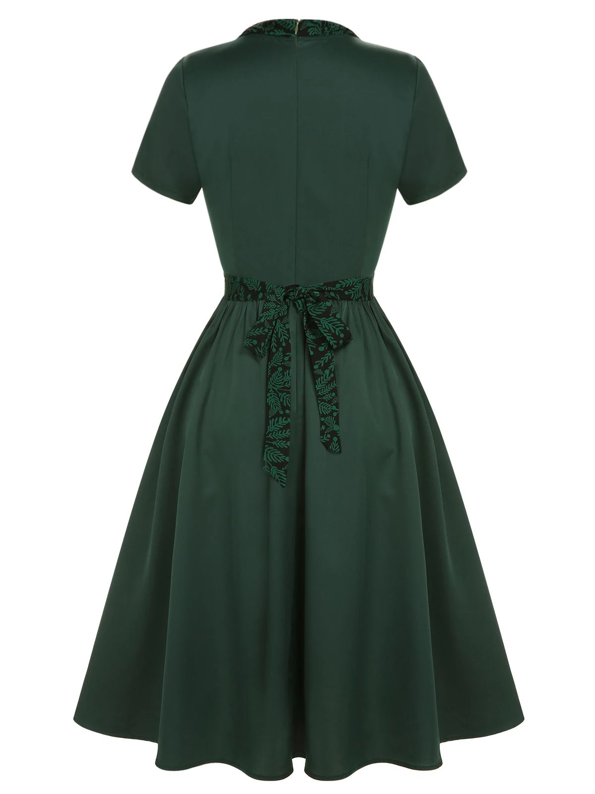 Green 1950s Solid Bow Square Collar Dress 4 Green 1950s Solid Bow Square Collar Dress - Image 4