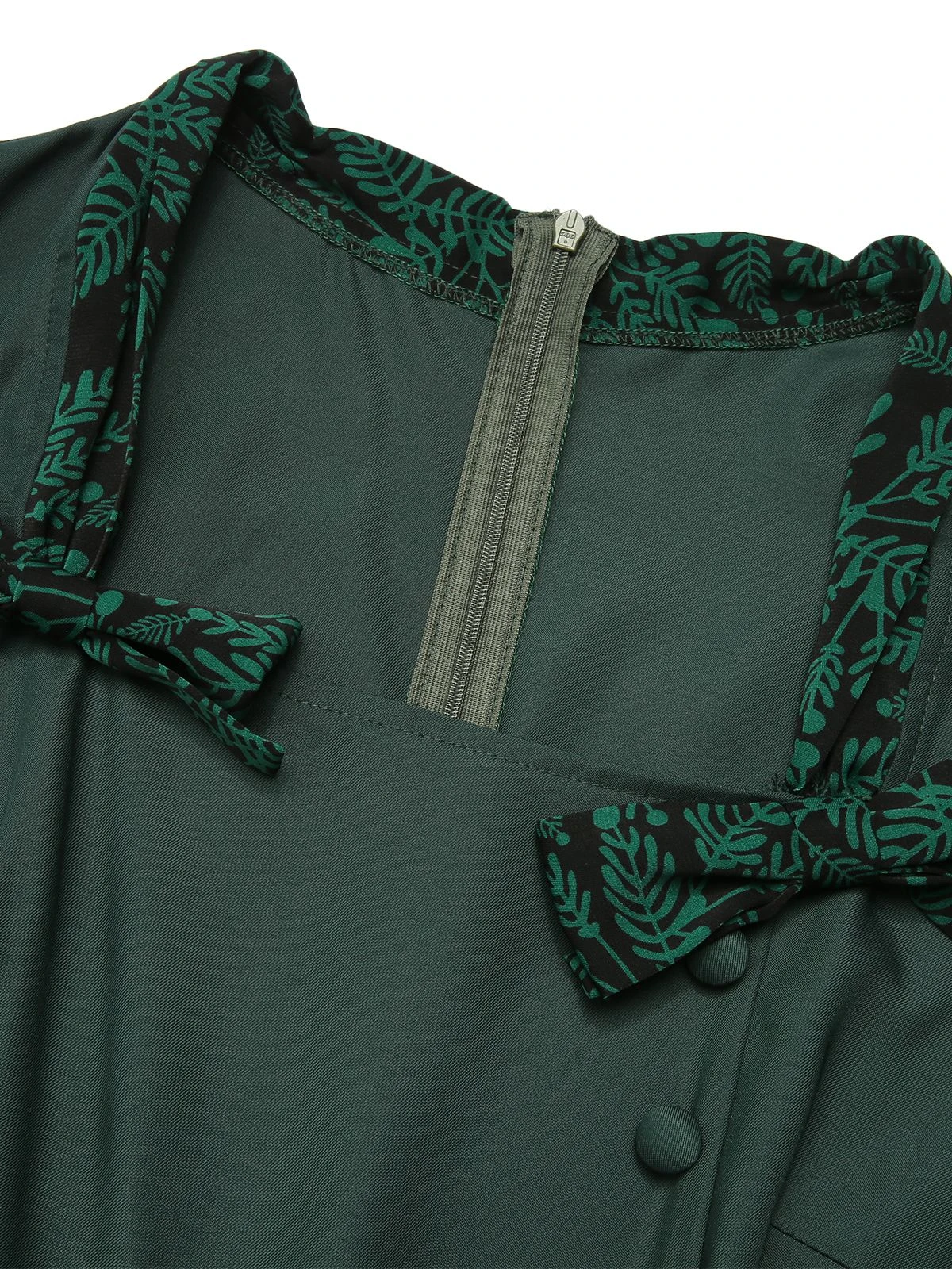 Green 1950s Solid Bow Square Collar Dress 5 Green 1950s Solid Bow Square Collar Dress - Image 5