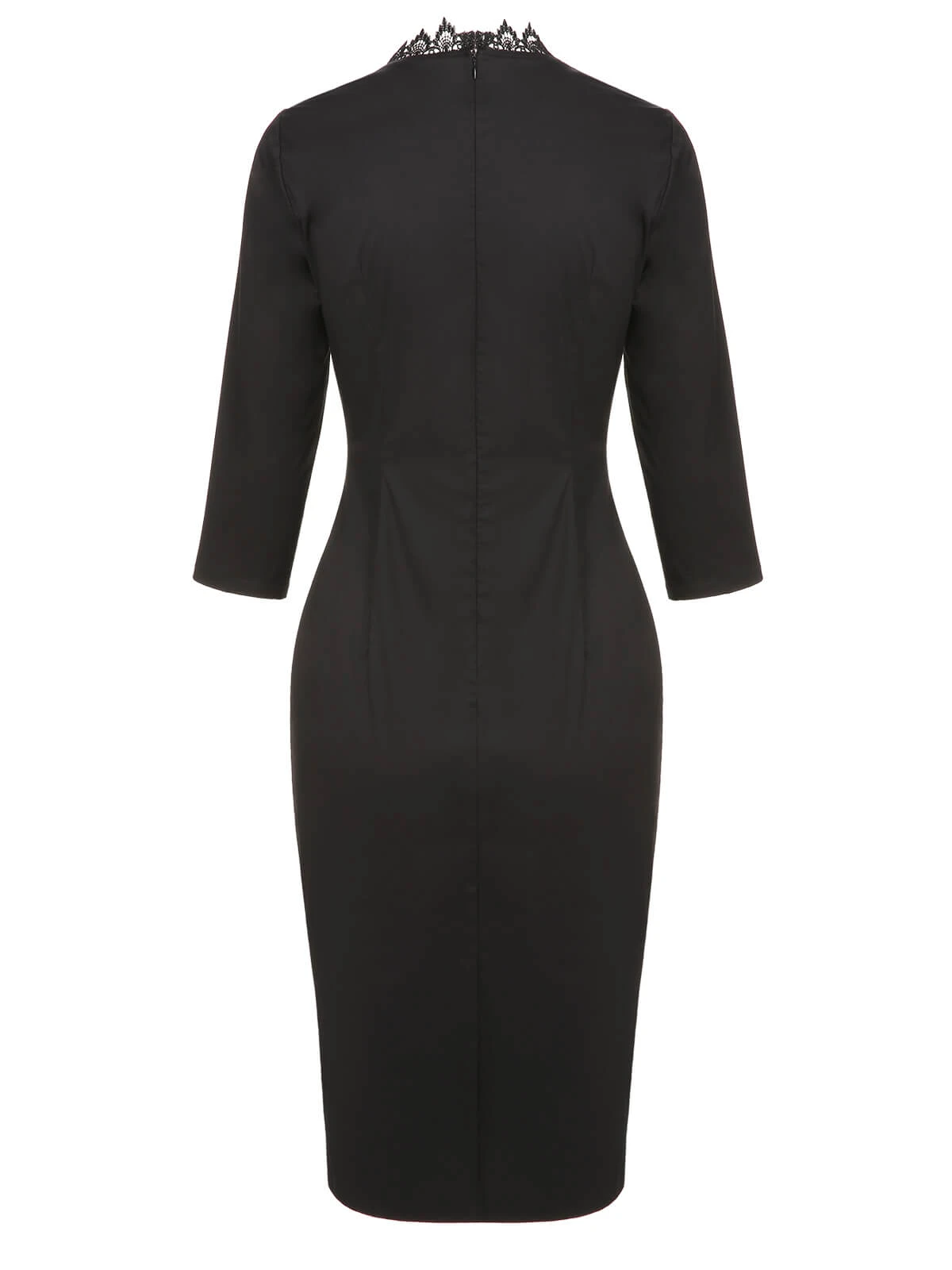 Black 1960s Lace Trim Neckline Pencil Dress 4 Black 1960s Lace Trim Neckline Pencil Dress - Image 4