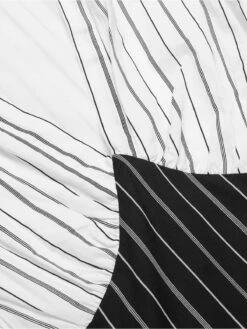 Black&White 1930s Striped Deep V-Neck Patchwork Dress -Candi Clothing Shop SCHL002651 6