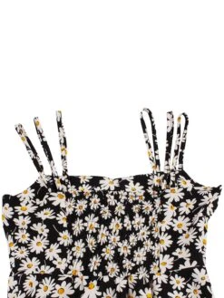 [Plus Size] Black 1950s Spaghetti Strap Daisy Dress -Candi Clothing Shop SCHL002659 6 compressed