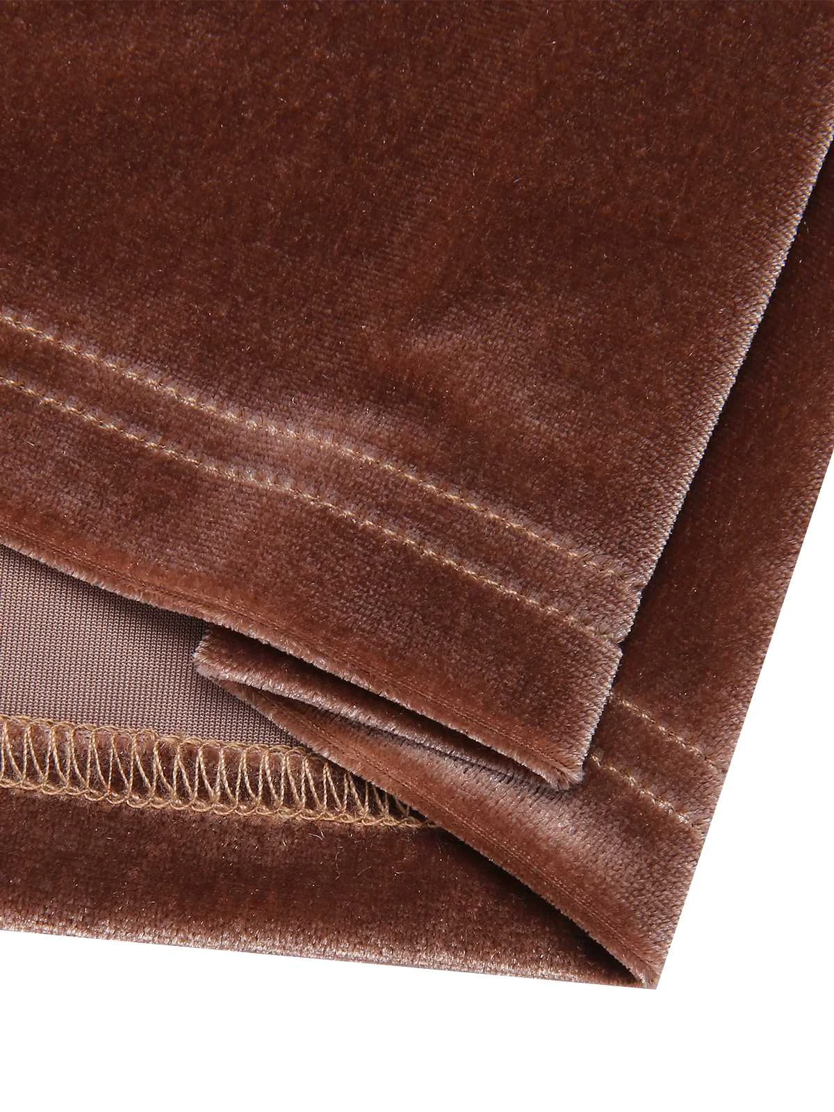 Dark Brown 1960s Puff Sleeve Velvet Belted Dress 7 Dark Brown 1960s Puff Sleeve Velvet Belted Dress - Image 7