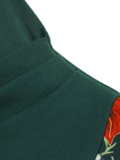 Green 1950s V-Neck Floral Patchwork Dress 11 Green 1950s V-Neck Floral Patchwork Dress -Candi Clothing Shop SCHL002759 4