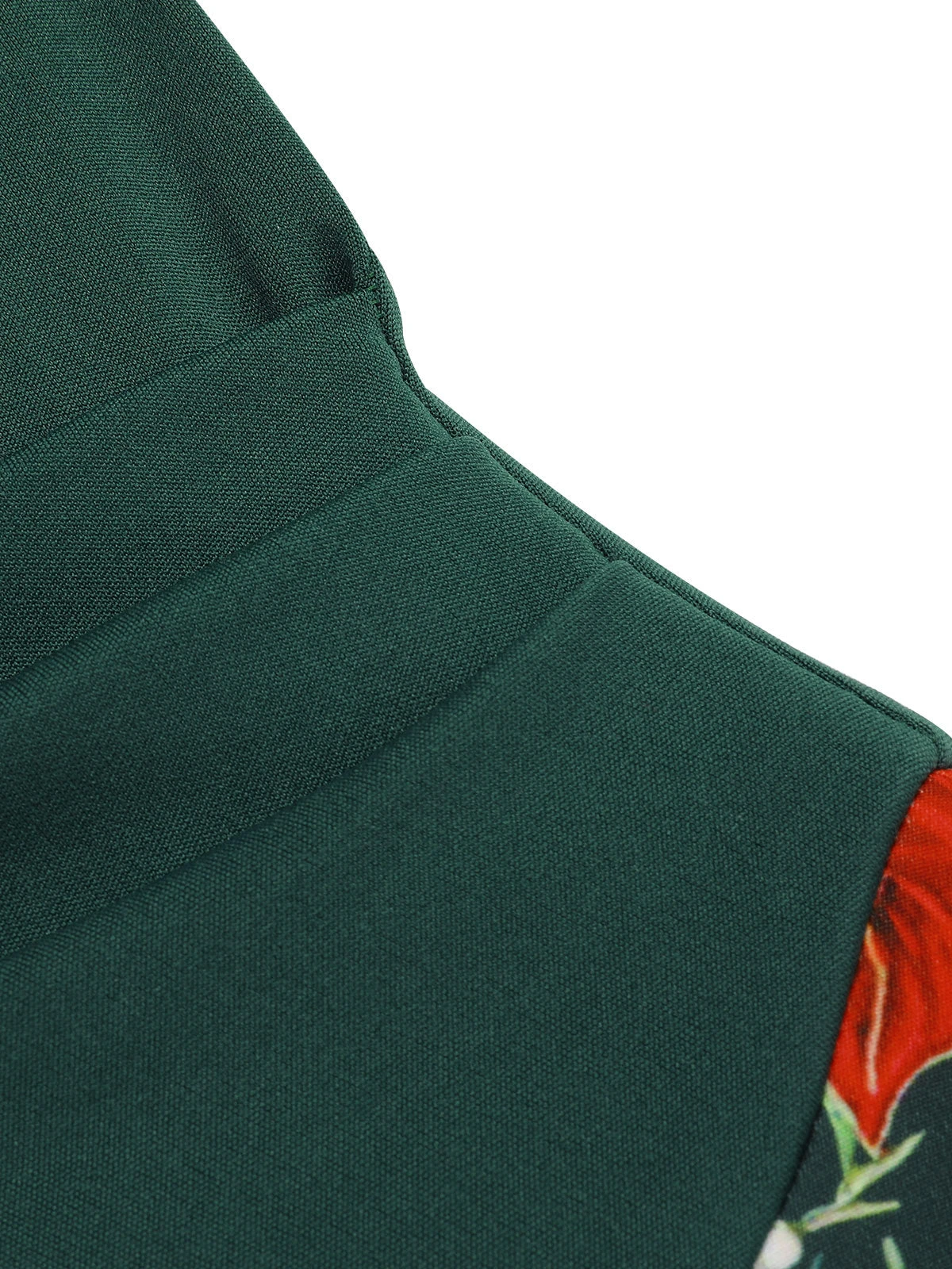 Green 1950s V-Neck Floral Patchwork Dress 5 Green 1950s V-Neck Floral Patchwork Dress - Image 5