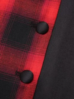 Black&Red 1950s Gingham Plaid Button Lapel Dress 13 Black&Red 1950s Gingham Plaid Button Lapel Dress -Candi Clothing Shop SCHL002761 6