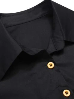 Black 1940s Halloween Lapel Pumpkin Belted Dress -Candi Clothing Shop SCHL002781 4 compressed