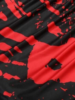 Black 1930s V-Neck Blood Handprint Fishtail Dress 12 Black 1930s V-Neck Blood Handprint Fishtail Dress -Candi Clothing Shop SCHL002794 5