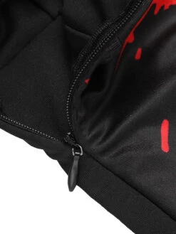 Black 1930s V-Neck Blood Handprint Fishtail Dress 13 Black 1930s V-Neck Blood Handprint Fishtail Dress -Candi Clothing Shop SCHL002794 6