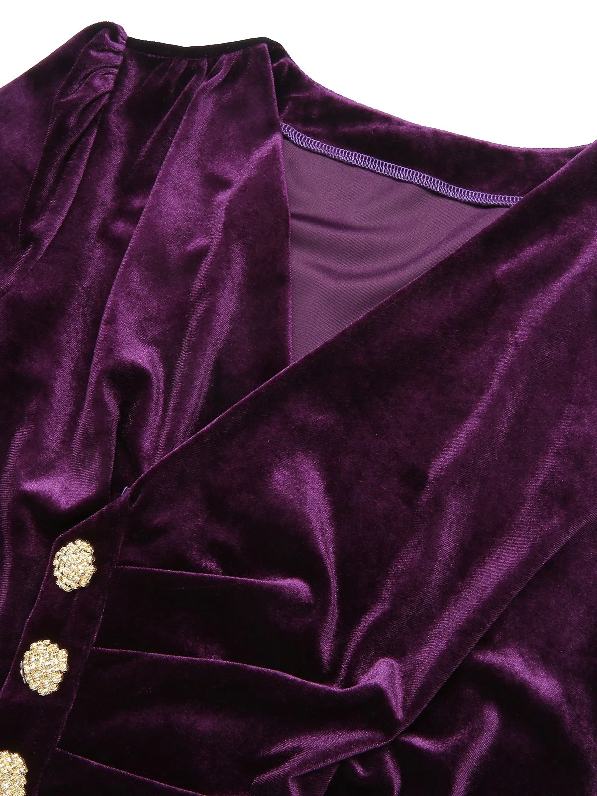 Purple 1940s Solid Velvet Buttons Dress 5 Purple 1940s Solid Velvet Buttons Dress - Image 5