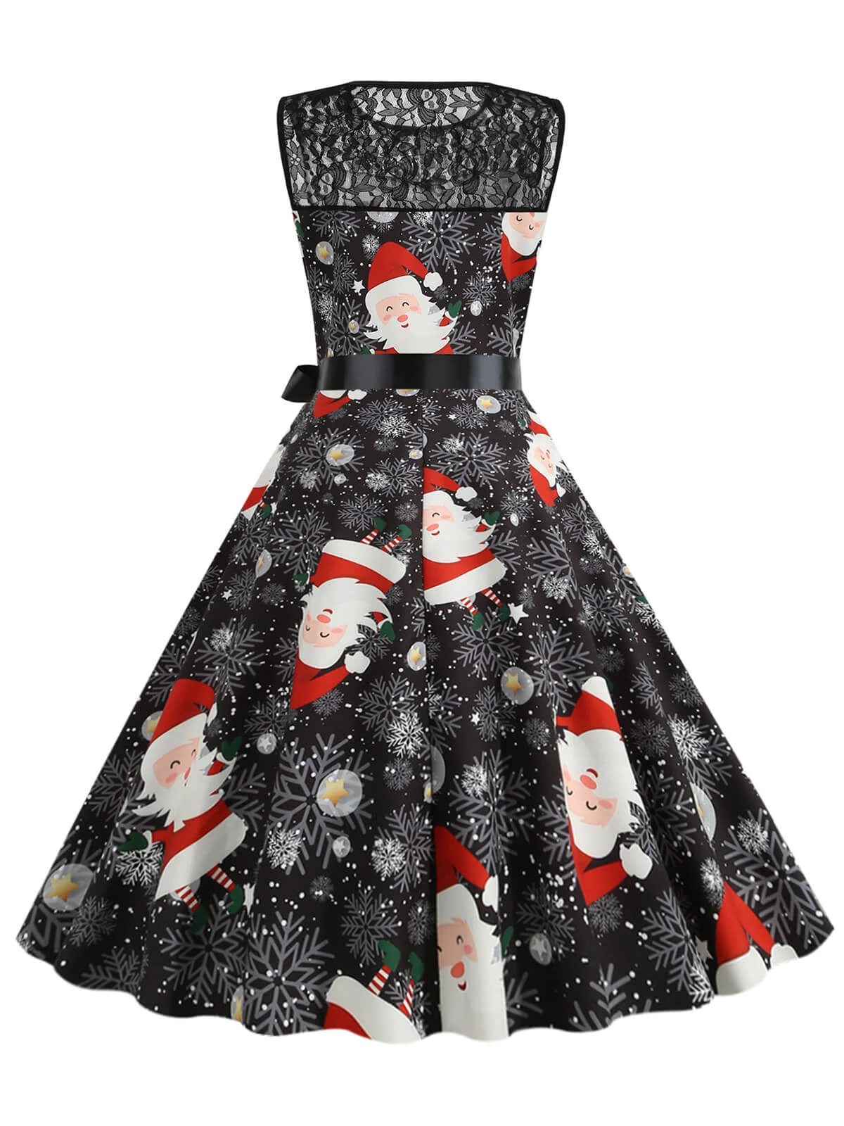 1950s Christmas Santa Claus Lace Patchwork Dress 3 1950s Christmas Santa Claus Lace Patchwork Dress - Image 3