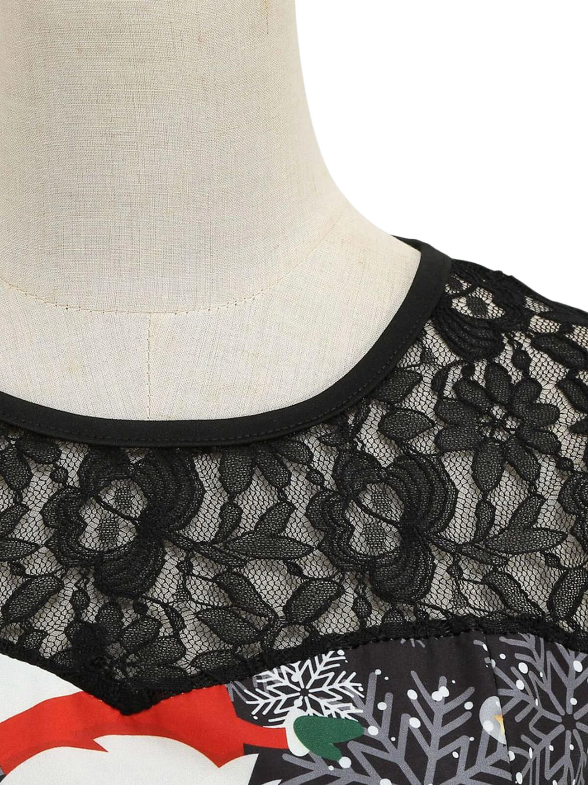 1950s Christmas Santa Claus Lace Patchwork Dress 4 1950s Christmas Santa Claus Lace Patchwork Dress - Image 4