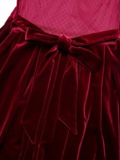 Red 1950s Velvet Polka Dot Lined Bow Dress 12 Red 1950s Velvet Polka Dot Lined Bow Dress -Candi Clothing Shop SCHL002966 5