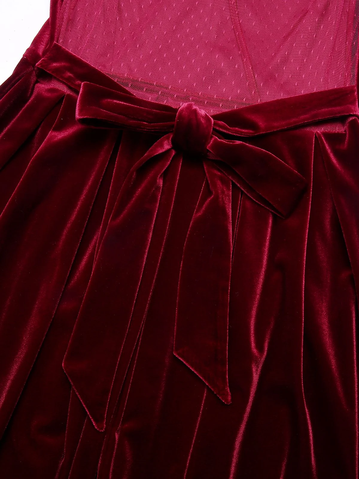 Red 1950s Velvet Polka Dot Lined Bow Dress 6 Red 1950s Velvet Polka Dot Lined Bow Dress - Image 6