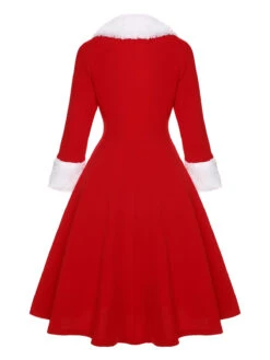 White 1950s Christmas Lapel Dress -Candi Clothing Shop SCHL003023 2 c9244c8e 9f0e 4266 a846 390fedafc8bc