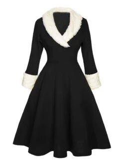 White 1950s Christmas Lapel Dress -Candi Clothing Shop SCHL003023 B 1 cedfd780 7b8c 427f b050 32e4d51e47ad