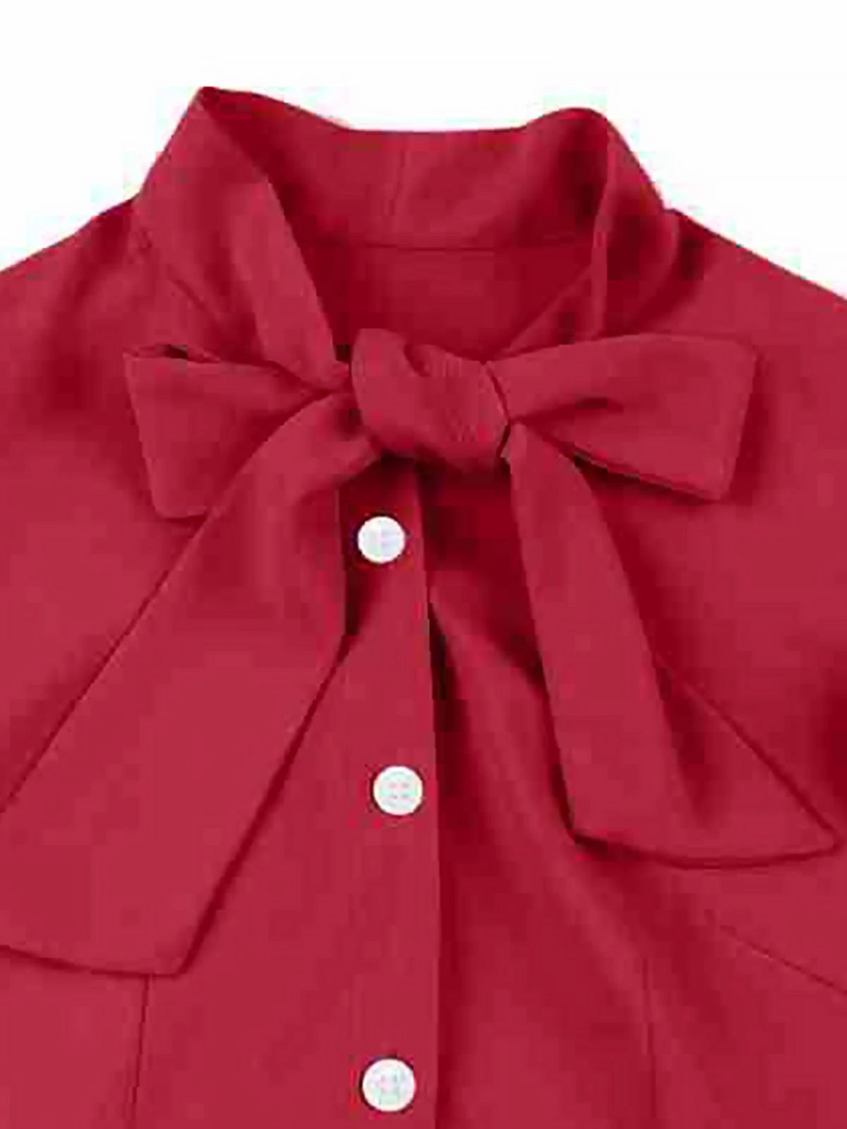 1950s Solid Ruffle Sleeve Bow Neck Dress 9 1950s Solid Ruffle Sleeve Bow Neck Dress - Image 9