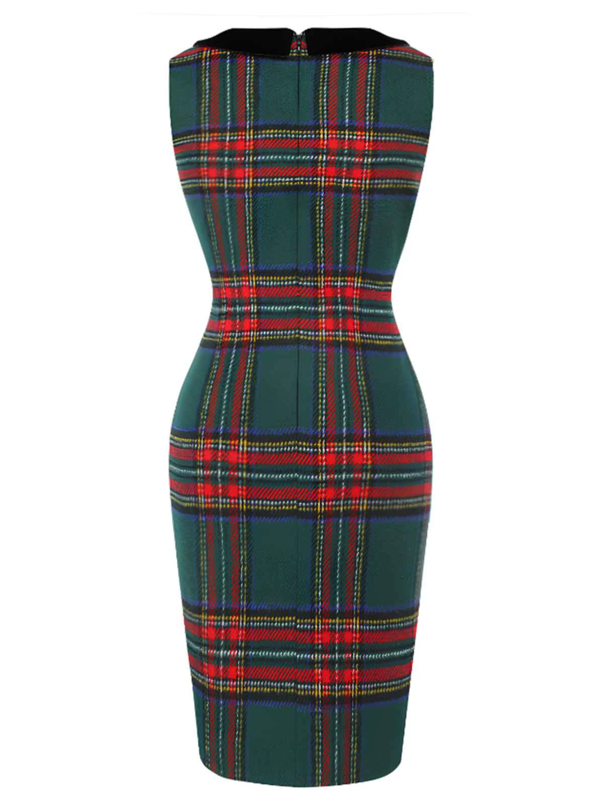 1960s Plaid Cloak Sleeve Velvet Collar Dress 6 1960s Plaid Cloak Sleeve Velvet Collar Dress - Image 6