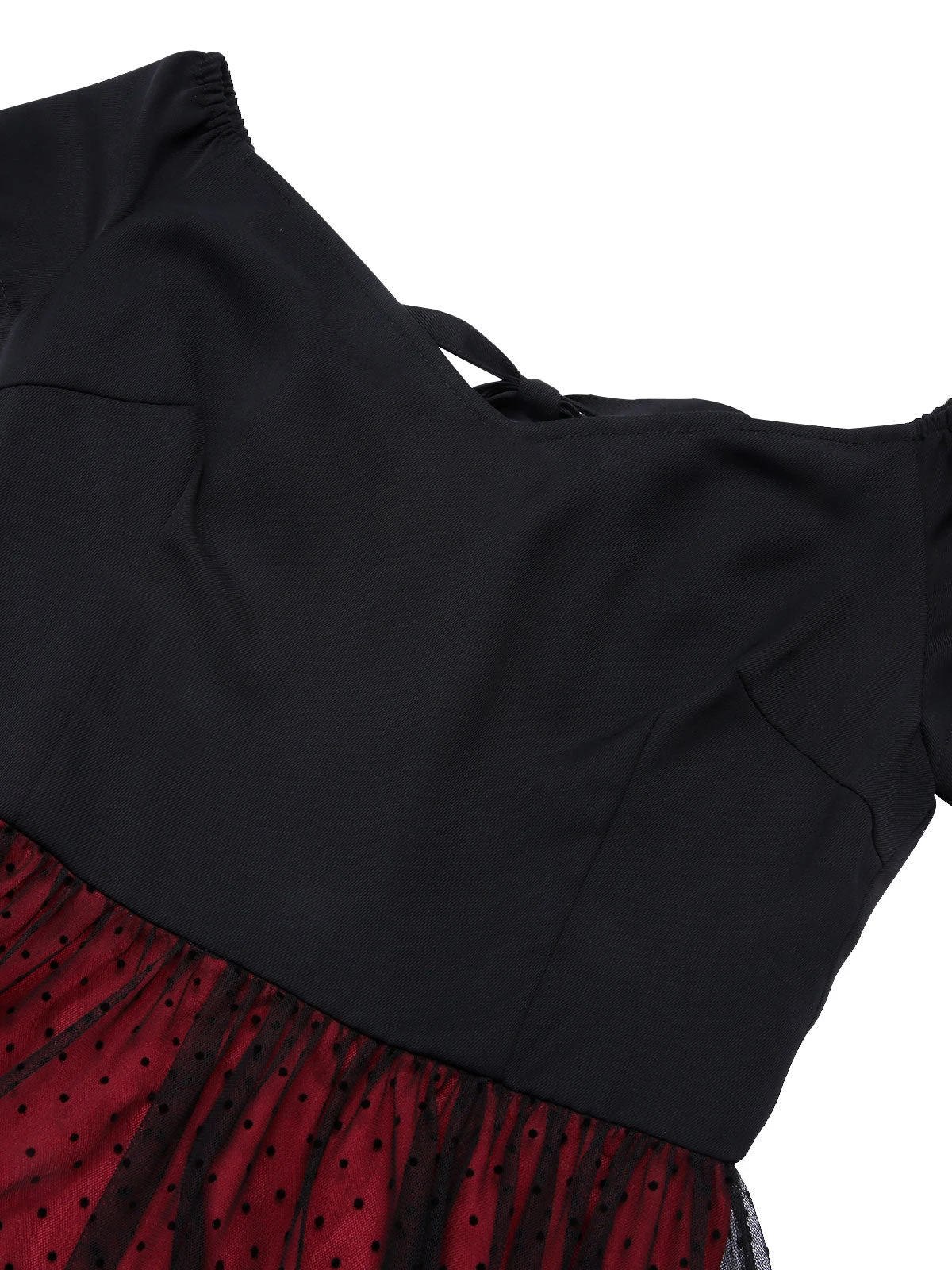 Wine Red 1950s Polka Dots Drop Shoulder Belt Dress 6 Wine Red 1950s Polka Dots Drop Shoulder Belt Dress - Image 6