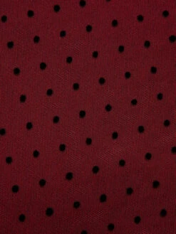 Wine Red 1950s Polka Dots Drop Shoulder Belt Dress 13 Wine Red 1950s Polka Dots Drop Shoulder Belt Dress -Candi Clothing Shop SCHL003085 6