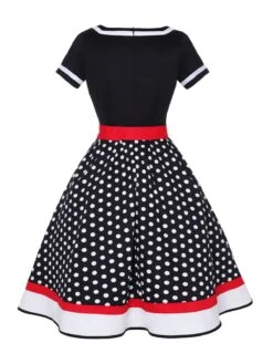 Multicolor 1950s Polka Dots Patchwork Belted Dress 15 Multicolor 1950s Polka Dots Patchwork Belted Dress -Candi Clothing Shop SCHL003093 B 1