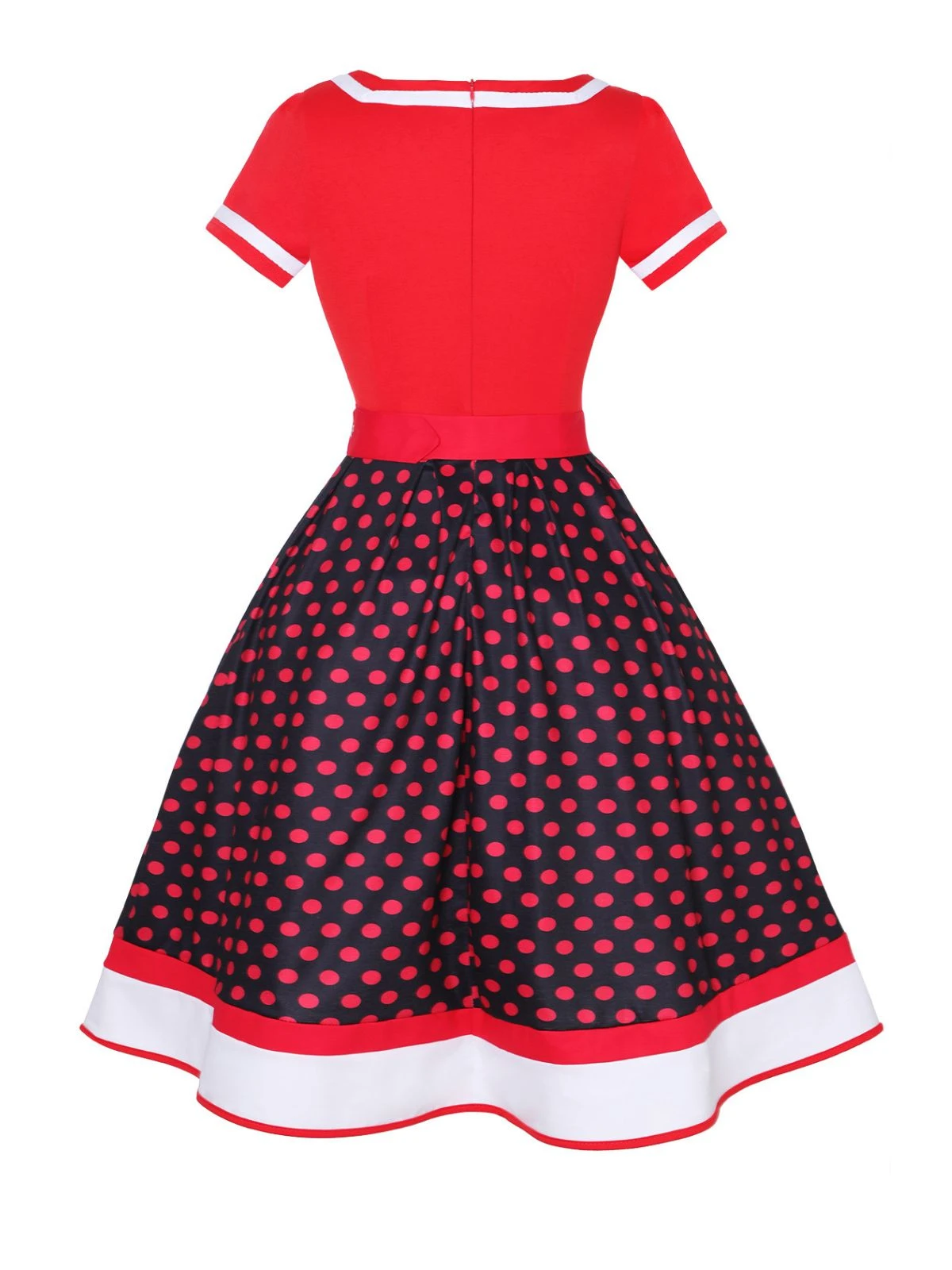 Multicolor 1950s Polka Dots Patchwork Belted Dress 2 Multicolor 1950s Polka Dots Patchwork Belted Dress - Image 2