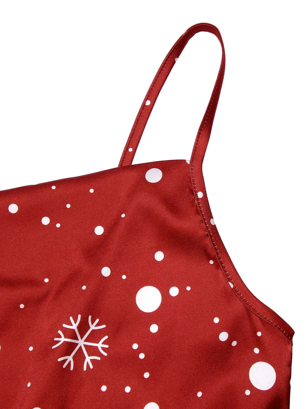 Red 1930s Christmas Strap Snowflake Mermaid Dress 5 Red 1930s Christmas Strap Snowflake Mermaid Dress - Image 5