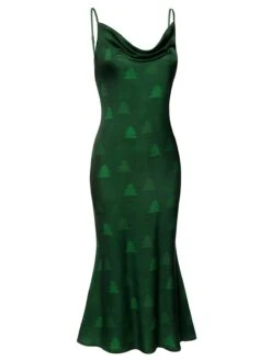 Green 1930s Christmas Tree Suspender Fishtail Dress 9 Green 1930s Christmas Tree Suspender Fishtail Dress -Candi Clothing Shop SCHL003109 2 compressed