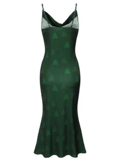 Green 1930s Christmas Tree Suspender Fishtail Dress 10 Green 1930s Christmas Tree Suspender Fishtail Dress -Candi Clothing Shop SCHL003109 3 compressed