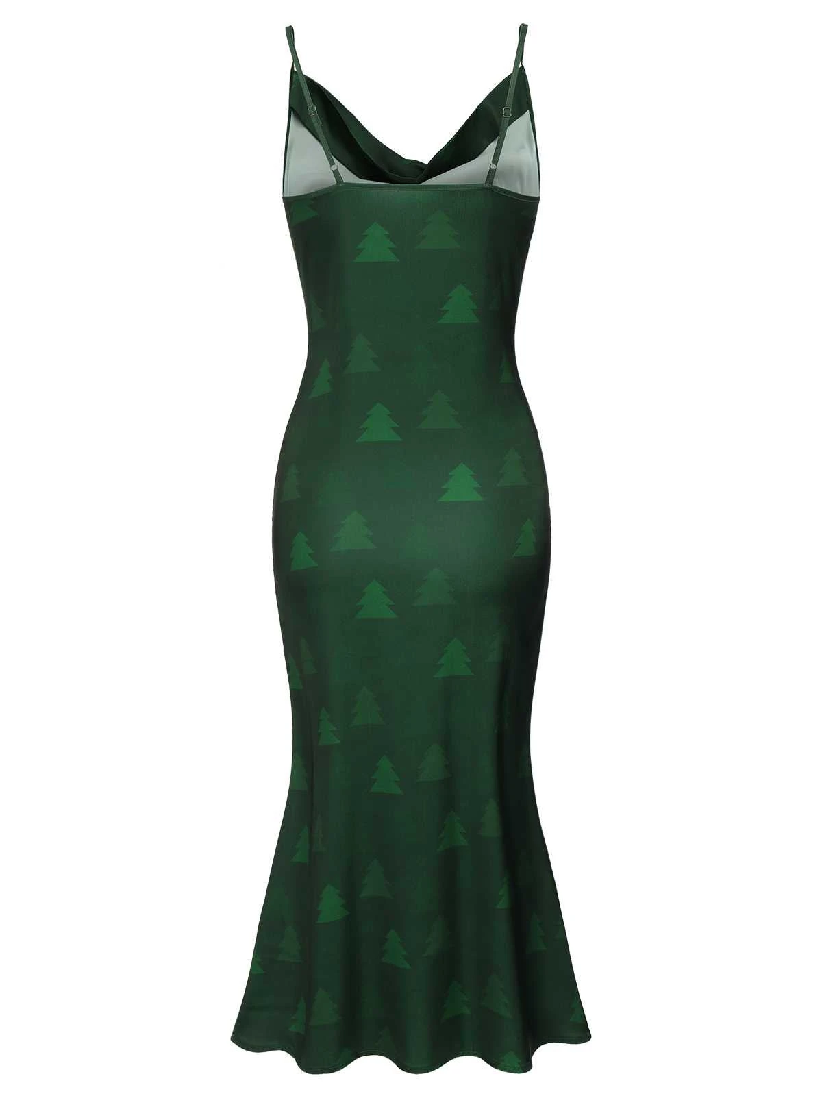 Green 1930s Christmas Tree Suspender Fishtail Dress 4 Green 1930s Christmas Tree Suspender Fishtail Dress - Image 4