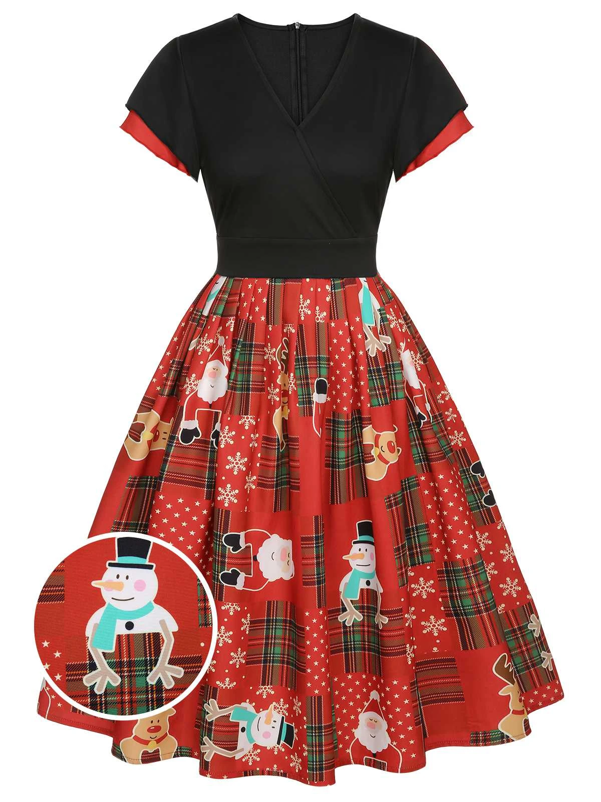 Red 1950s Christmas Plaid Santa Claus Dress 1 Red 1950s Christmas Plaid Santa Claus Dress